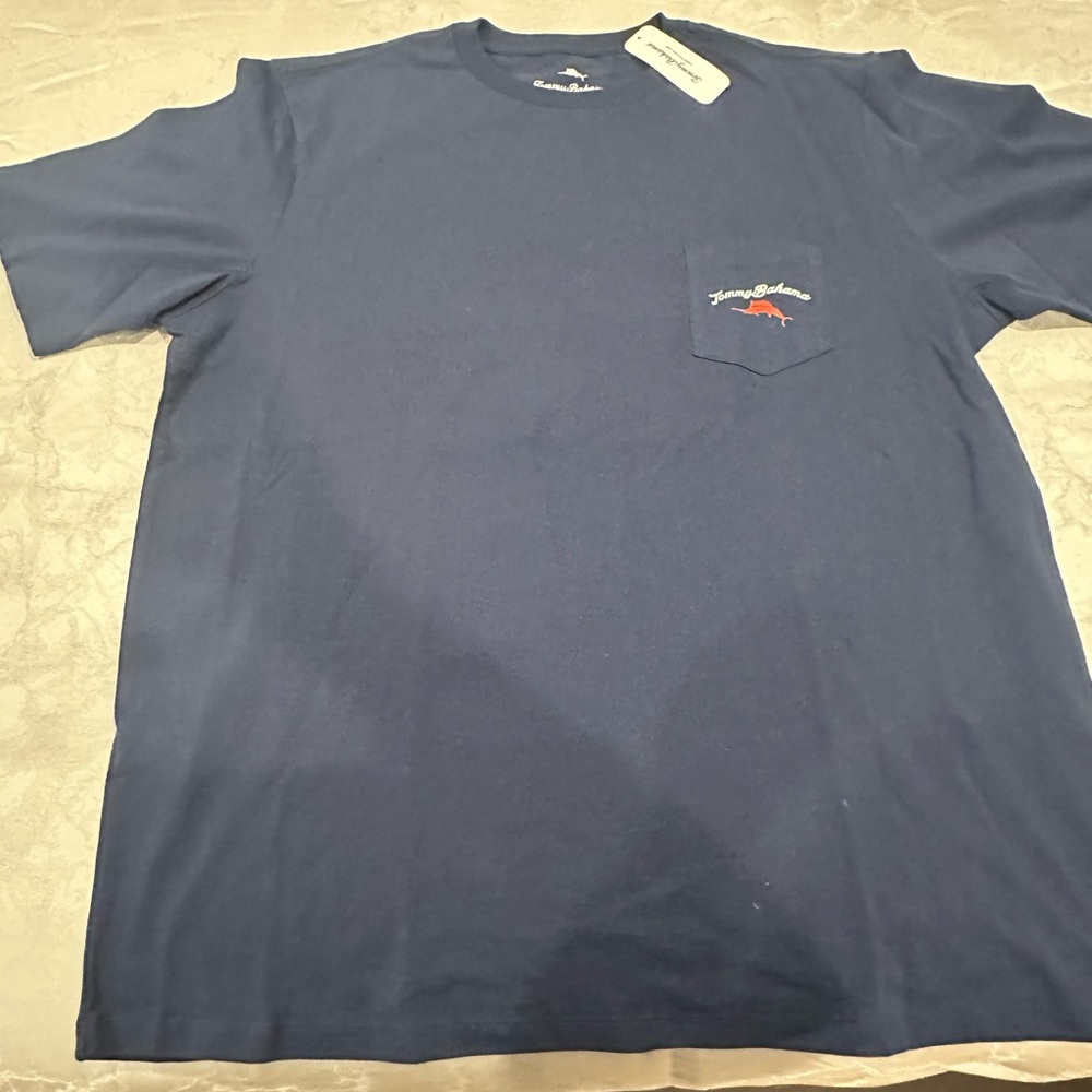 Tommy Bahama Navy Short-Sleeve Pocket Tee “Pass The Chips”